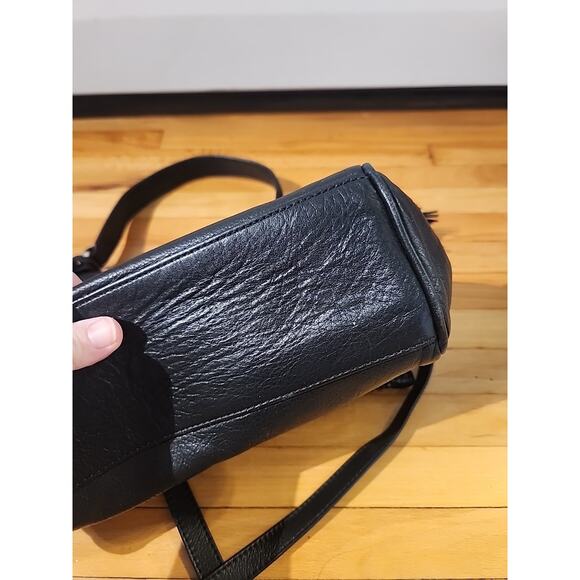 Brighton Black Leather Crossbody Bag Embossed Croc Organizer Silver Clasp - Picture 14 of 15